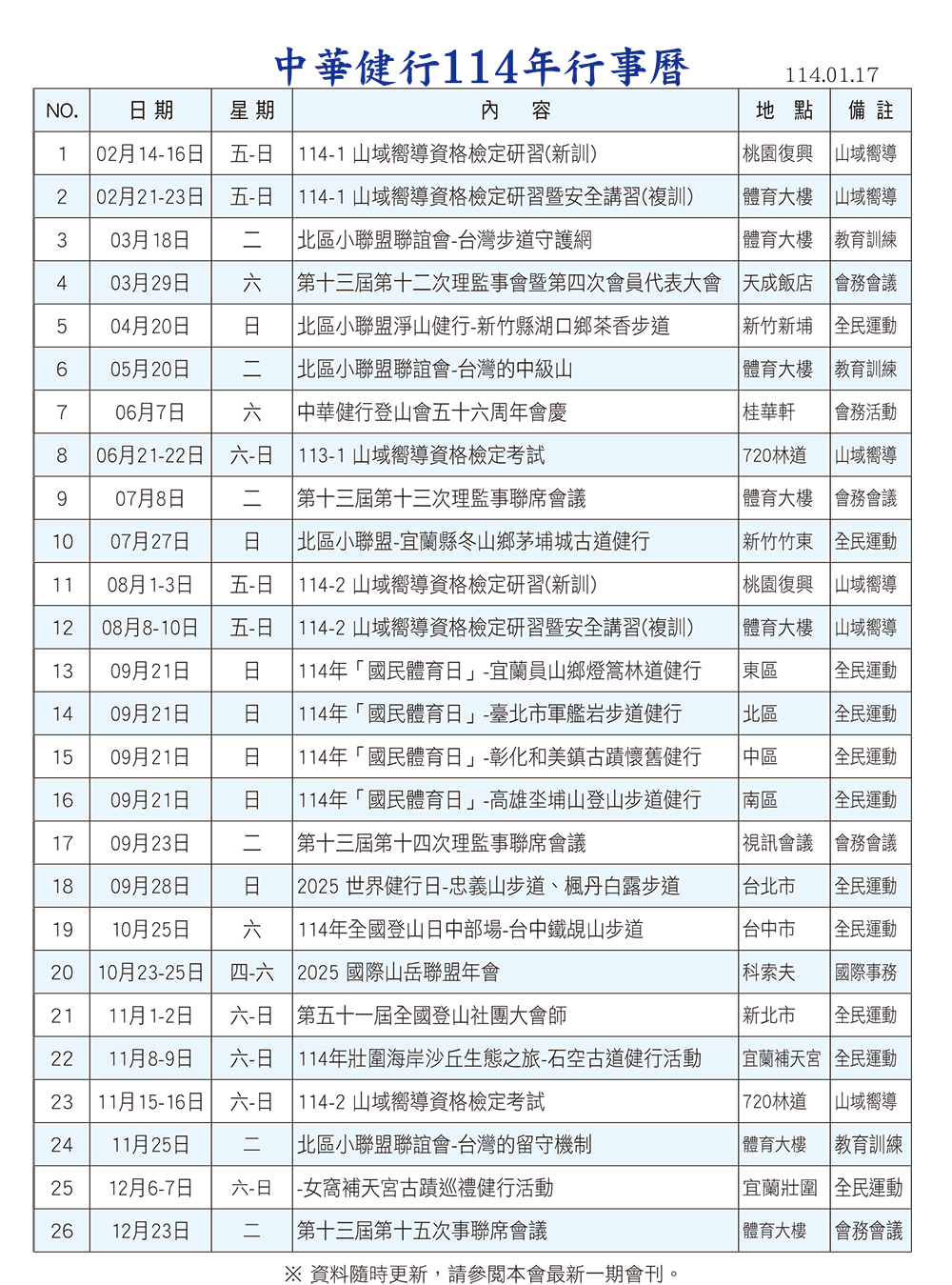 行事曆
